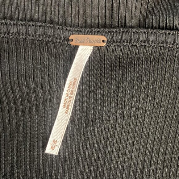 Free People Puff Shoulder Square Neck Shirt Womens Medium M Black Ribbed Stretch - Picture 4 of 13